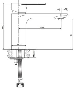 Cersanit S951-328 - Mosdócsap CREA 14,3 cm fényezett króm