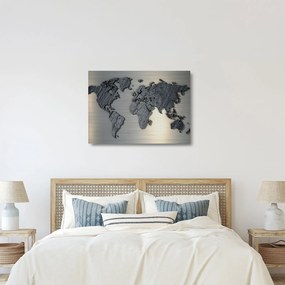 Kép - Világtérkép kő textúra (üvegen) (70x50 cm)