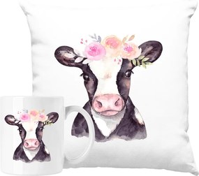 Bögre Szett Párna Tehén Virágok Divatos 2 Ötlet Ajándék