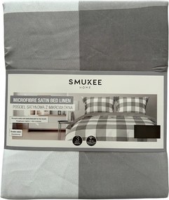 Mikroszálas szatén ágyneműhuzat Smukee 160x200 szürke kockás