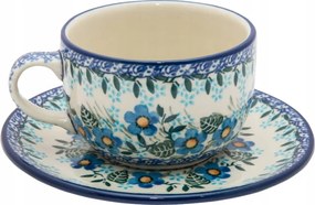 200 ml-es csésze csészealjjal Művészi kerámia Bolesławiec 2277 Virágok