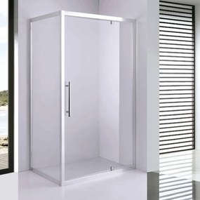 Stuxi Torino 120x100 aszimmetrikus szögletes nyílóajtós zuhanykabin 6 mm vízlepergető biztonsági üveggel, króm elemekkel, 200 cm magas