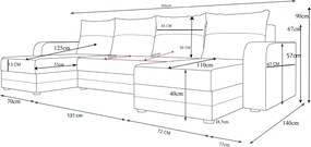 Kinyitható U alakú ülőgarnitúra VALERIO 305x140 cm, sötétszürke/antracit