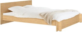 Natúr színű forgácslemez-furnér franciaágy ágyráccsal 200x200 cm tölgyfa dekorral Valt – noo.ma