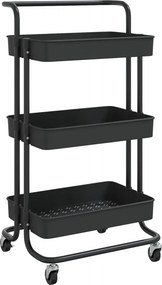vidaXL fekete 3 szintes konyhai kocsi 42x35x85 cm Vas és ABS