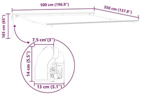 Napernyő Fehér 5 × 3,5 m Fém