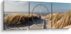 Kép - Homokos strand Langeoog szigetén, Németországban (órával) (90x30 cm)