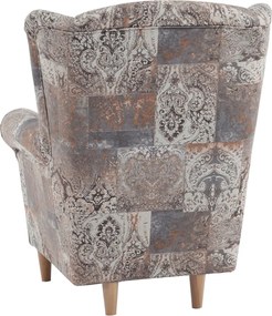 Füles fotel, szövet vintage barna, CHARLOT