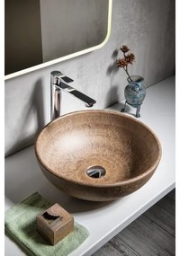 Sapho - PRIORI pult tetejére helyezhető mosdó, Ø 41 cm, kerámia/barna