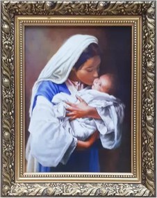 Vászonkép 30x40cm Szűzanya (csók) pipacs keret