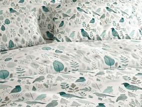 Pamut ágynemű LEAFBIRD POLY fehér-zöld Ágyneműhuzat mérete: 2 db 70 x 90 cm | 200 x 220 cm