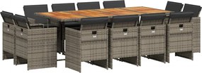 vidaXL 13 részes szürke polyrattan kerti ülőgarnitúra párnákkal