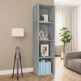 betonszürke szerelt fa könyv-/TV-szekrény 36 x 30 x 143 cm