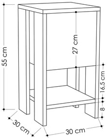 Éjjeliszekrény EMA 55x30 cm fehér/bézs