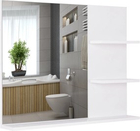 kleankin Fali Tükör 3 Beépített Polccal 60x10x48 cm Fehér | Aosom