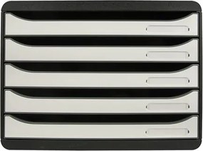 Irattároló, műanyag, 5 fiókos, EXACOMPTA BIigBox Glossy, fekete-fehér (EX3087213D)