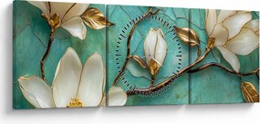 Kép - 3D magnóliák (órával) (90x30 cm)
