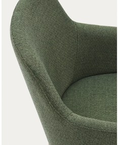 Sötétzöld kárpitozott karfás étkezőfotel Nelida – Kave Home