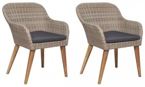 2 db barna polyrattan kültéri szék párnával