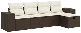 vidaXL 5 részes barna polyrattan kerti ülőgarnitúra párnával