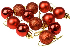 12db-os 2.5cm-es karácsonyi gömb szett - Piros