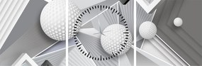 Geometriai absztrakt kép (órával) (90x30 cm)