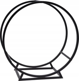 Fa kosár kerek Loft Fém Fekete Kandalló Tűzifa Modern 51cm