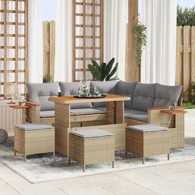 Kerti Kanapé Szett 9 pcs bézs és világosszürke 110 x 55 x 71 cm