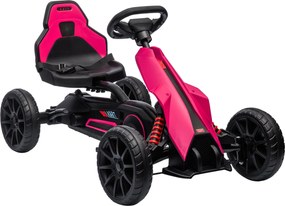 HOMCOM Go-Kart Pedálos Autó Kézifékkel, Állítható Üléssel, Előre és Hátra Sebességgel, EVA Kerekekkel, Gyerek Kettcar 3-8 Éves Gyerekeknek Rózsaszín |