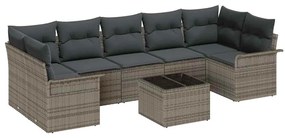 vidaXL Kerti Kanapé Szett párnával 8 pcs Szürke polirattan