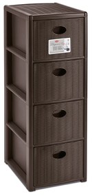 STEFANPLAST Tároló polc Elegance Slim, 4 fiókos, barna