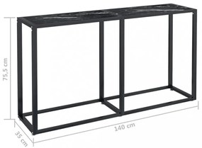fekete márványszínű edzett üveg tálalóasztal 140 x 35 x 75,5 cm