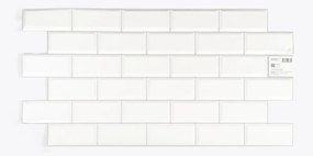 3D PVC falpanel Fényes fehér metrócsempe mintás szürke fugával