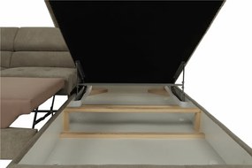 Ülőgarnitúra tárolóhellyel, világosbarna melír, szövet, jobbos, BUTON R