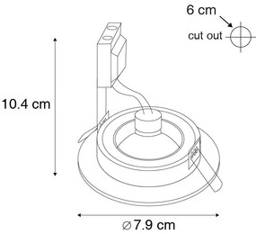 6 darabos modern, süllyesztett, arany színű, kerek, IP44-es spotlámpa szett - Xena