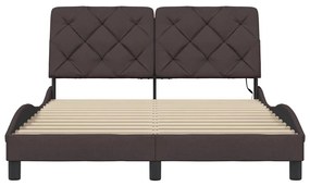 sötétbarna szövet ágykeret LED-es matrac nélkül 140 x 200 cm