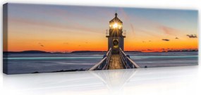 Vászonkép 145x45 Világítótorony tenger naplemente nyugalom tengeri tájkép
