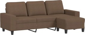 vidaXL 3 személyes barna szövet kanapé lábtartóval 180 cm