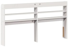 fehér tömör fenyőfa fejtámla polcokkal 160 cm