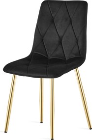 Fekete bársony étkezőszék LIBRA arany lábakkal
