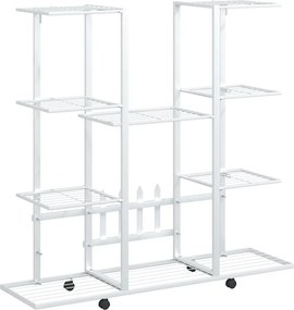 vidaXL fehér vas virágtartó állvány kerekekkel 94,5 x 24,5 x 91,5 cm
