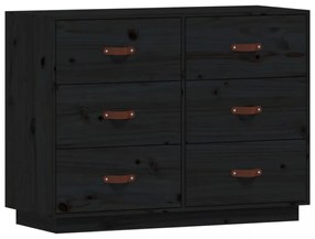 fekete tömör fenyőfa tálalószekrény 100 x 40 x 75 cm
