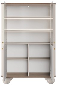 Vesper négyajtós vitrines szekrény 103 cm - kasmír / dió / arany fogantyúk / gömb lábak