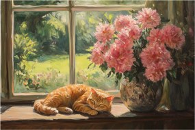 Kép - Macska az ablakban (90x60 cm)