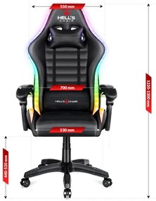 Gamer szék HC-1003 LED RGB - fekete