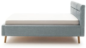 Szürkéskék kárpitozott ágyneműtartós franciaágy ágyráccsal 140x200 cm Lotte – Meise Möbel