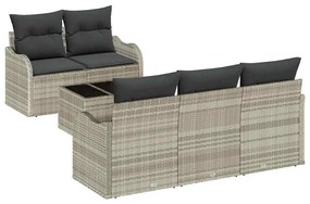 vidaXL Kerti Kanapé Szett Világosszürke polirattan