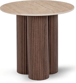 Asztal CARTAGENA 80 cm travertin/dió