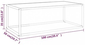 fekete dohányzóasztal fehér márvány mintás üveggel 100x50x35 cm