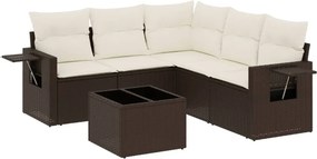 vidaXL 6 részes barna polyrattan kerti ülőgarnitúra párnával